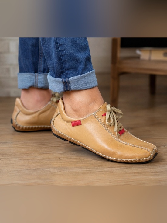 PIKOLINOS Other - Pikolinos Leather Driving Moccasins Camel Brown Lace Up Shoes Size EU 37